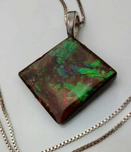 Multi-colored Rhombus Shaped Ammolite Necklace