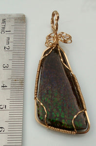 Gold-Filled Wire-Wrapped Ammolite Necklace