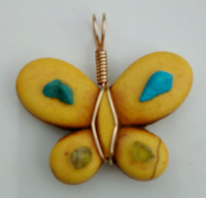 Butterfly Shaped Dyed Stone Bead with Gemstones