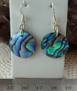 ruler showing size of abalone shell pierced earrings