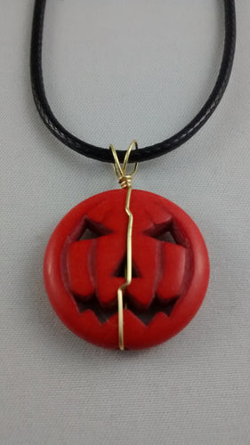 Halloween Pumpkin Wire-wrapped Bead Necklace