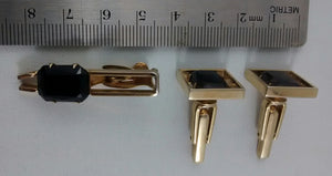 Obsidian Cuff Links & Tie Pin