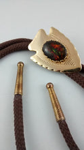 Load image into Gallery viewer, Arrowhead Shaped Bolo Tie with Ammolite
