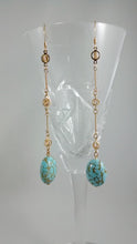 Load image into Gallery viewer, Dangling Gold and Blue colored Earrings
