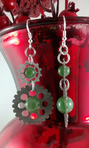 Reversible BC Jade Dangling Pierced Earrings