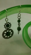 Load image into Gallery viewer, Reversible Dangling BC Jade Gear Earrings
