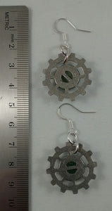 Jade & Gear Pierced Earrings