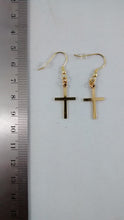 Load image into Gallery viewer, Back view of Gold Colored Cross Earrings
