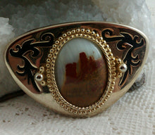 Load image into Gallery viewer, Gold and Black Belt Buckle with Picture Agate
