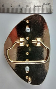 Gold and Black Belt Buckle with Picture Agate