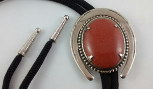 Goldstone Horseshoe Shaped Bolo Tie