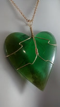 Load image into Gallery viewer, Large Green Glass Wire-wrapped Heart-shaped Necklace
