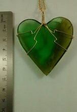 Load image into Gallery viewer, Large Green Glass Wire-wrapped Heart-shaped Necklace
