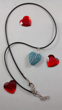 Load image into Gallery viewer, Blue Dyed Lava Rock Heart-Shaped Necklace
