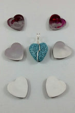 Load image into Gallery viewer, Blue Dyed Lava Rock Heart-Shaped Necklace
