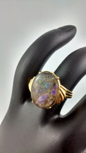 Load image into Gallery viewer, Gold-Plated Ammolite Ring with Purple Tones
