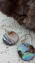 Load image into Gallery viewer, Showing back side of abalone shell pierced earrings
