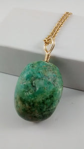 Stabilized Turquoise Wire Wrapped Bead Necklace