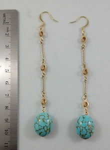 Length of Dangling Imitation Turquoise Earrings