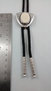 Ostrich Egg Shell Triangular Shaped Bolo Tie