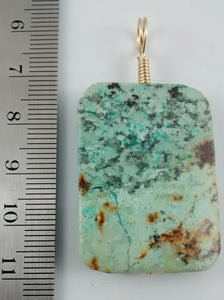 Wire-wrapped African Turquoise Bead Pendant