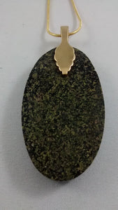 Large Green & Black Cabochon Necklace