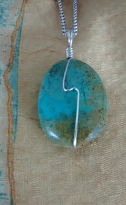 Stabilized Turquoise Wire-Wrapped Bead Necklace