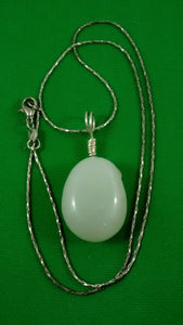 Moonstone bead pendant with silver-plated chain