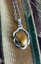 Load image into Gallery viewer, Small Tiger Eye Necklace in Silver colored setting
