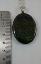 Load image into Gallery viewer, Size of ammolite necklace with greenish - blue colors
