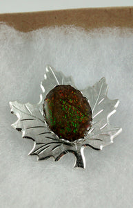 Ammolite Maple Leaf Pin