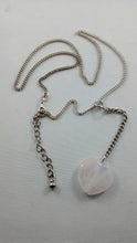 Load image into Gallery viewer, Heart-shaped rose-quartz necklace and chain
