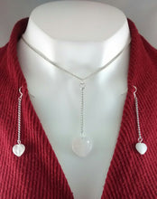 Load image into Gallery viewer, Rose-quartz earring and necklace set
