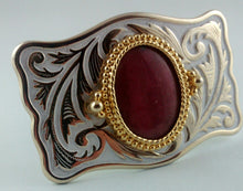 Load image into Gallery viewer, Rectangular shaped Belt Buckle with pinkish color stone
